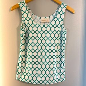 Chico's Turquoise and White Geometric Women's Top